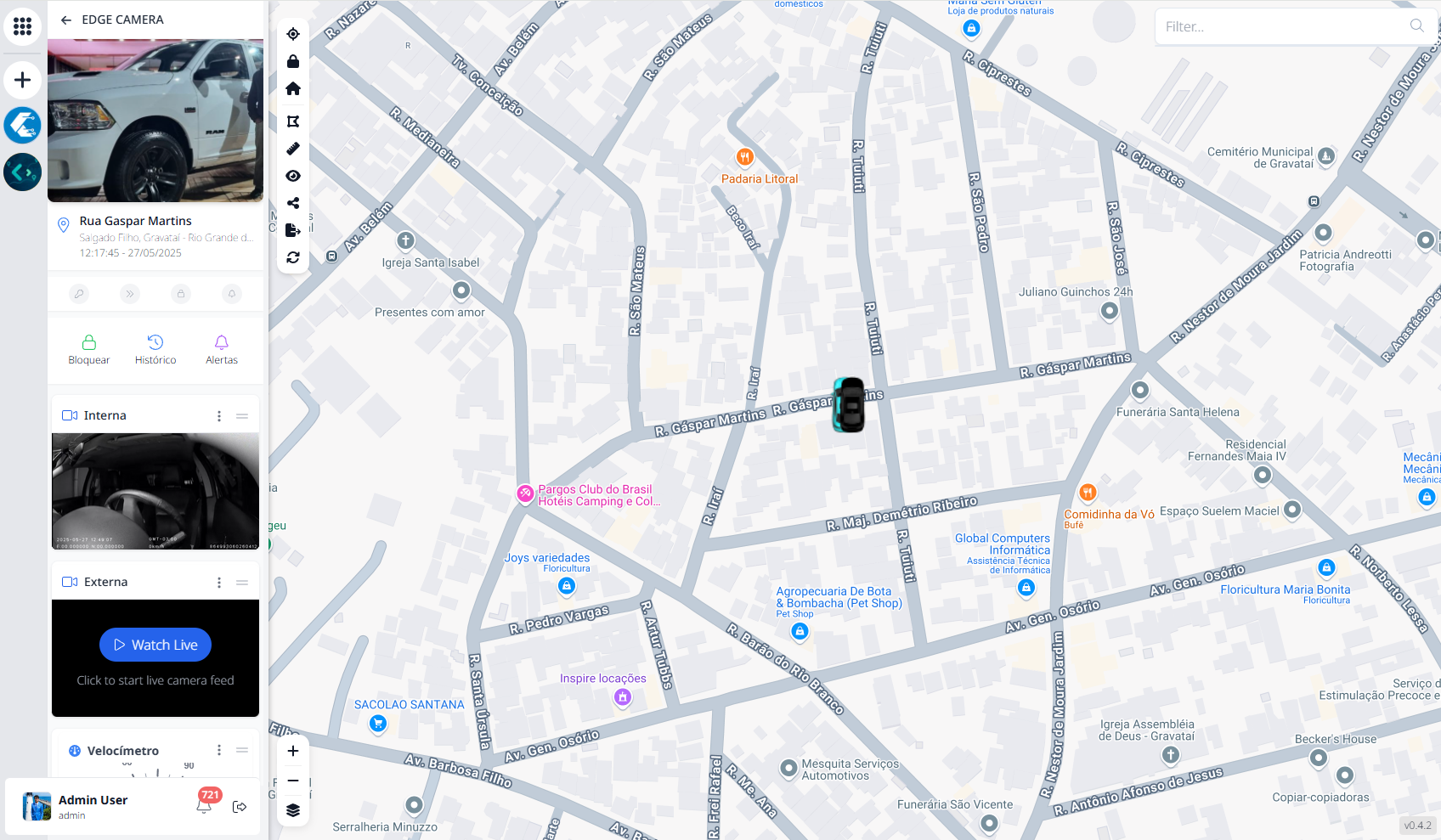 Visão completa da plataforma Lockerz com monitoramento por câmeras - veículo EDGE CAMERA